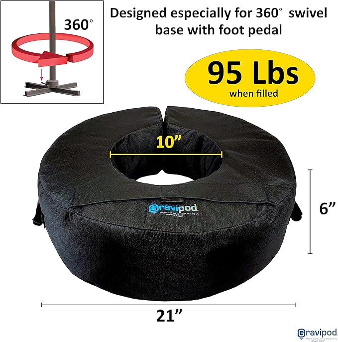 Gravipod MAX 21" Round Umbrella Base Weight - 1 Pack