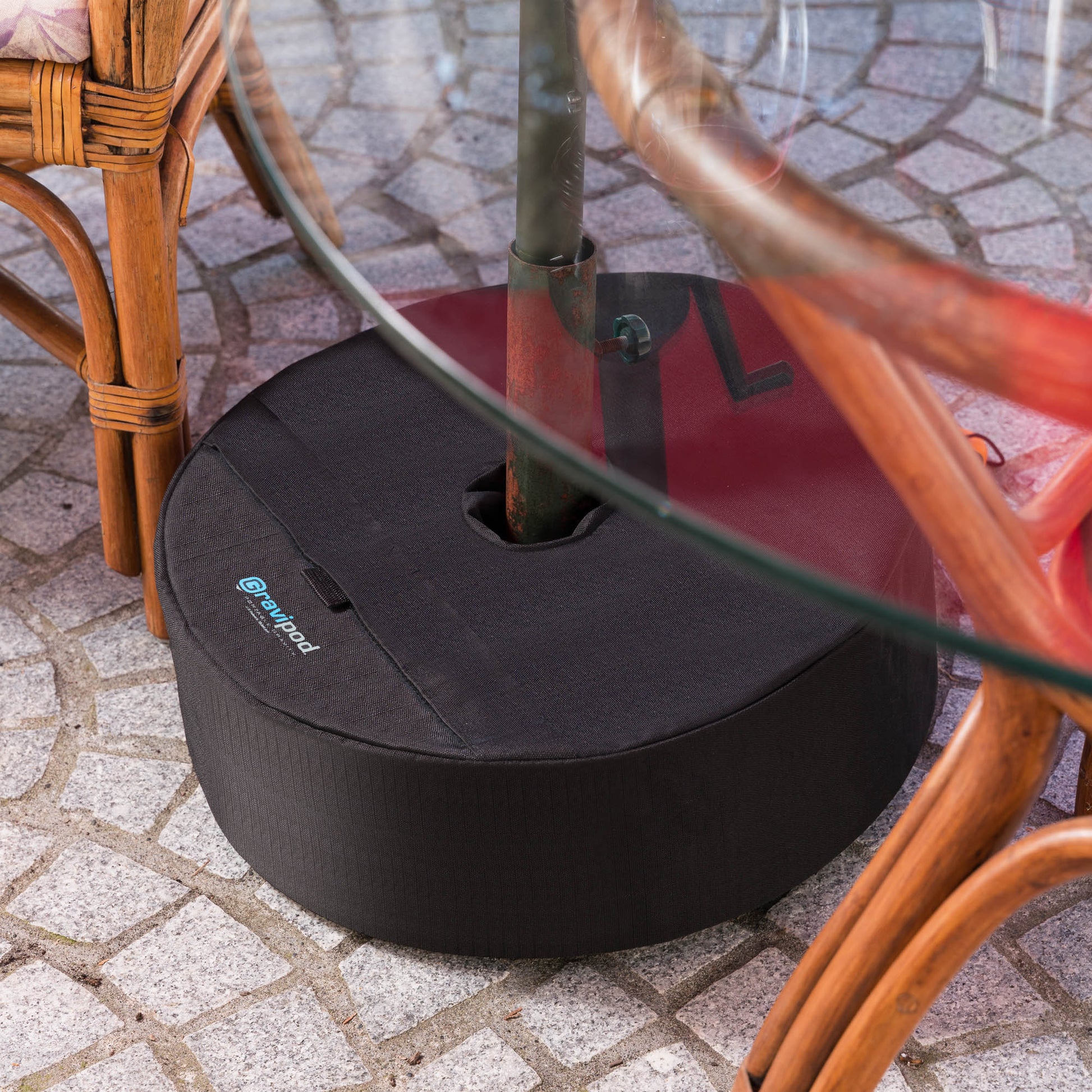 best weight for a patio umbrella Gravipod 18" Round Offset Patio Umbrella Base Weight Bag